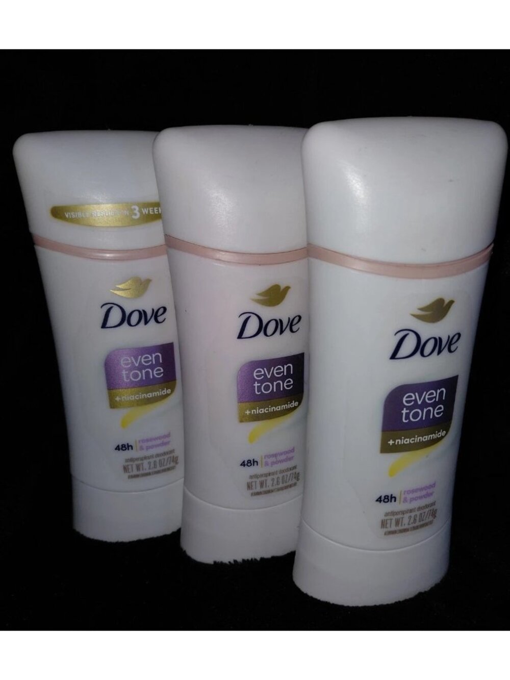 Dove Even Tone Antiperspirant Deodorant - 2.6 oz - Rosewood and Powder 3 PACK!!